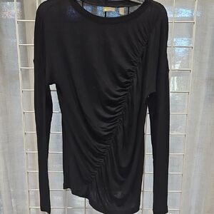 Zella Black Ruched Diagonal Long-Sleeve Top